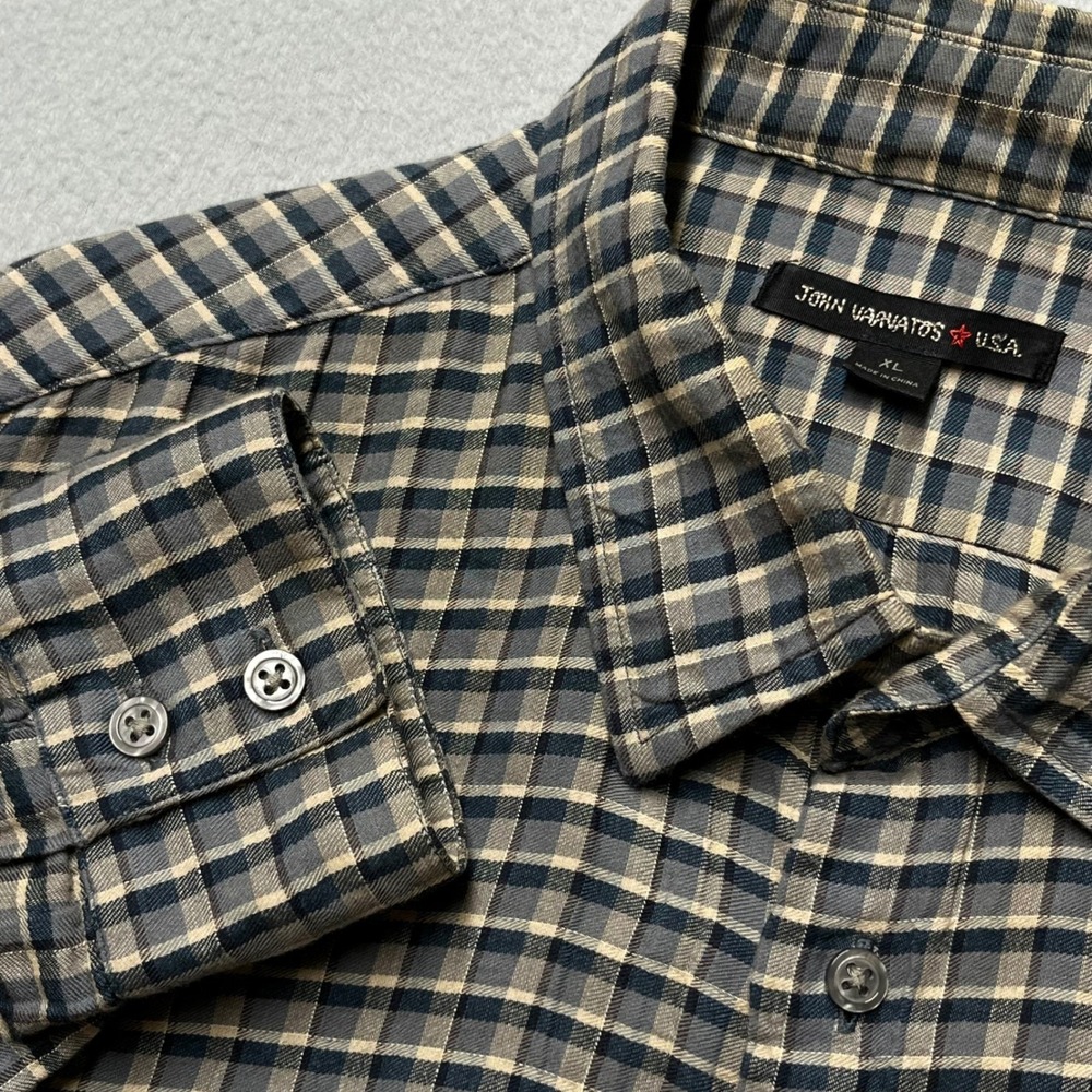 John Varvatos USA XL Plaid Gauze Lightweight Cotton Button Up Shirt Luxury thin